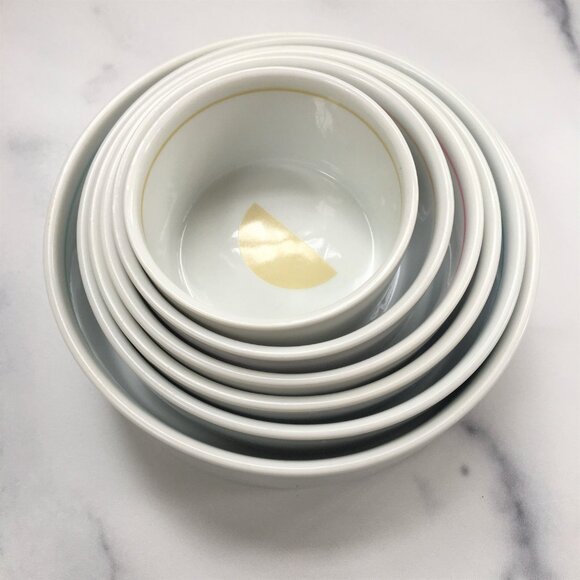 Mesu Nesting Measuring Bowls for Portion Control, White Pearl, Complete Set of 6 - Picture 4 of 8